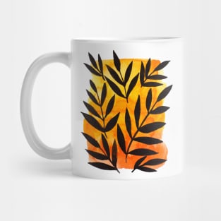 Black branches - orange background Mug